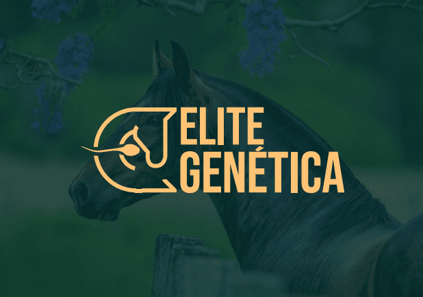 Logotipo da Elite Genética sobre fotografia de cavalo Crioulo
